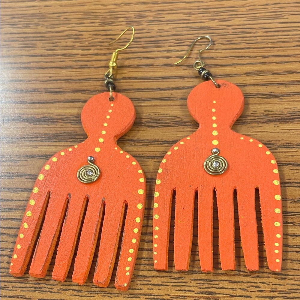 Orange Wooden Earrings